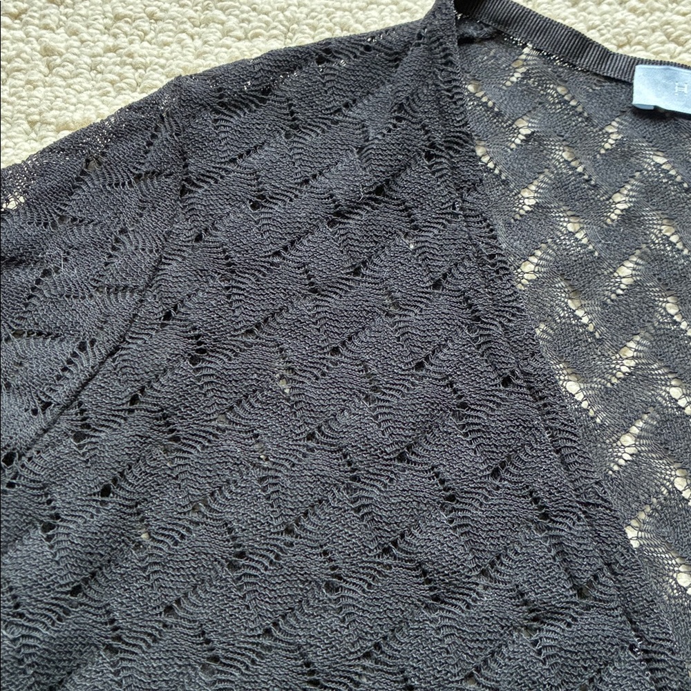 Hill House Women’s Black Cropped Wrap Knit Long Sleeve Cardigan Size Small - Picture 2 of 13